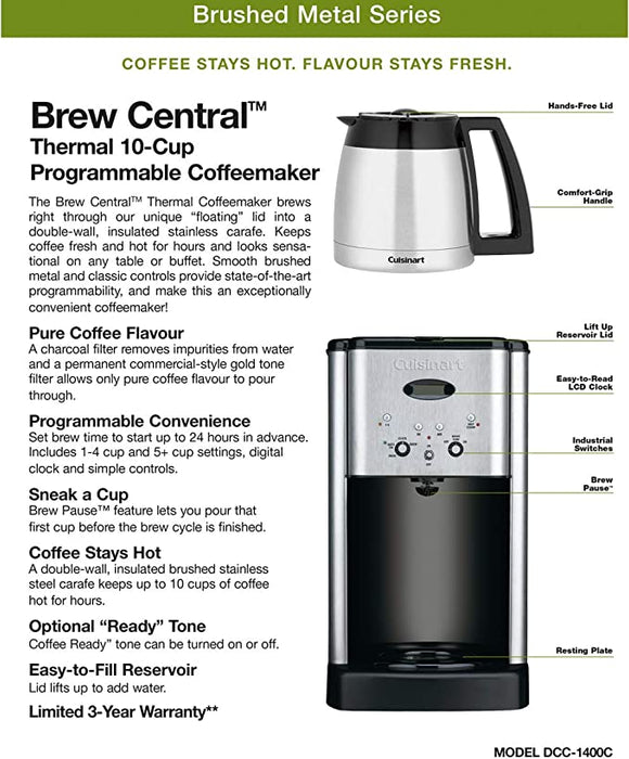 Cuisinart - DCC-1400 - Brew Central Thermal 10-Cup Programmable Coffeemaker
