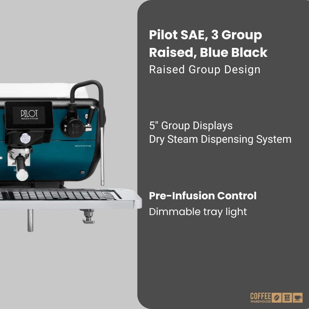 Barista Attitude Pilot SAE 3 Group Raised Espresso Machine – Blue & Black