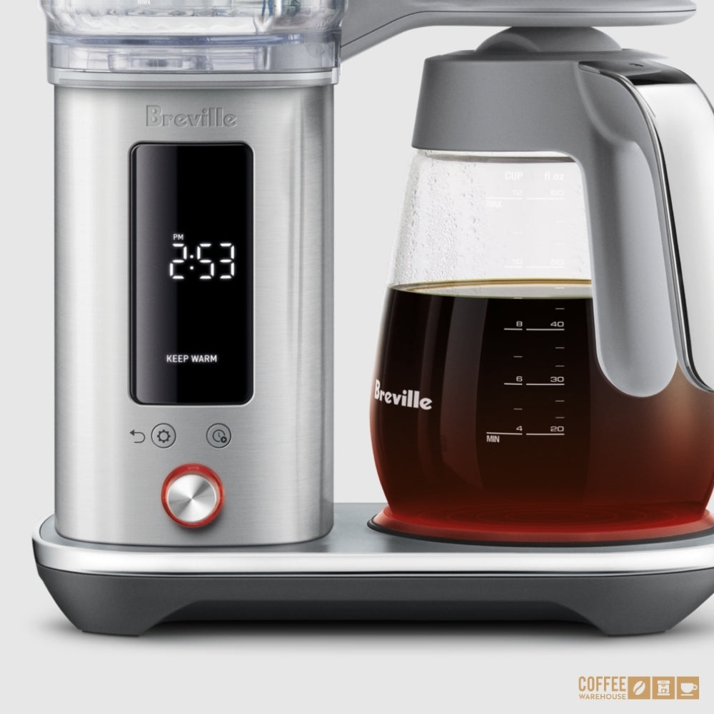 Glass coffee maker with programmable timer and digital display