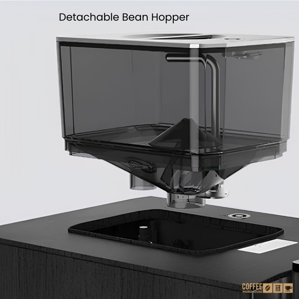 The bean hopper is detached 