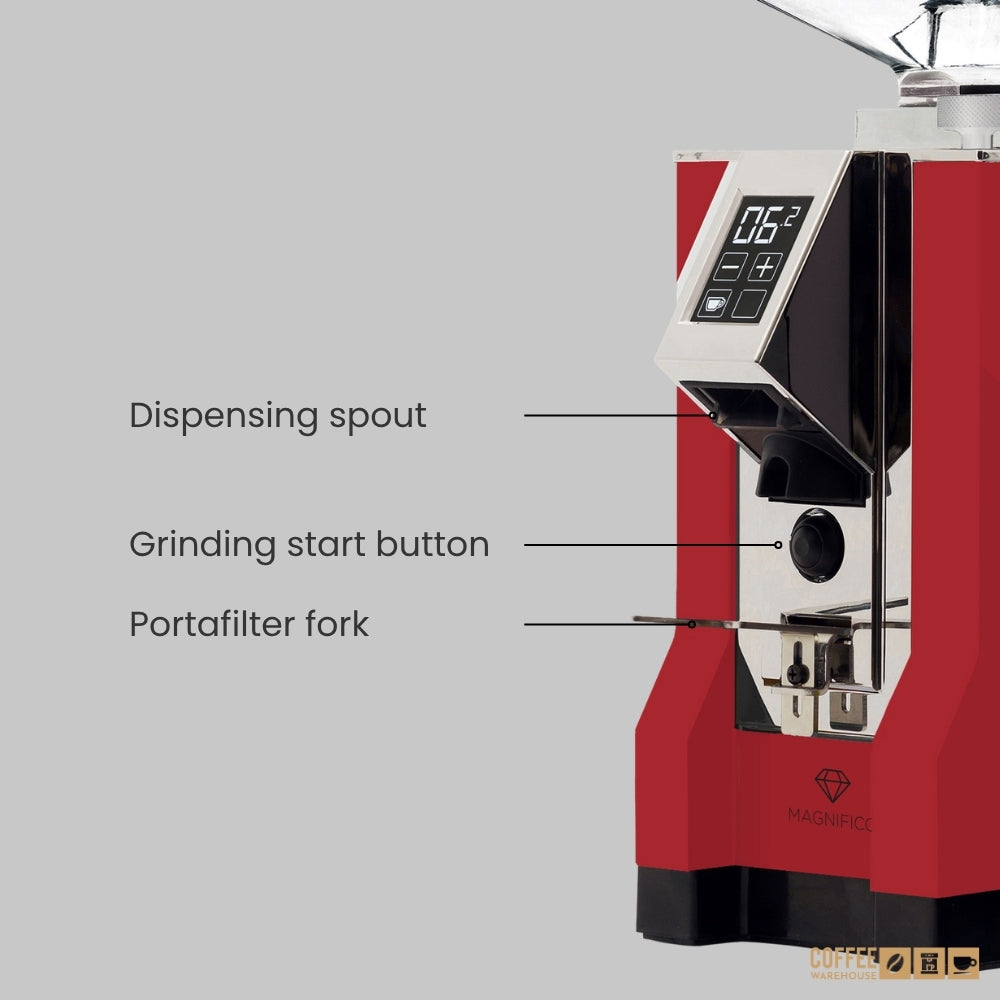 Eureka Mignon Magnifico-55 Digital Grinder - Red