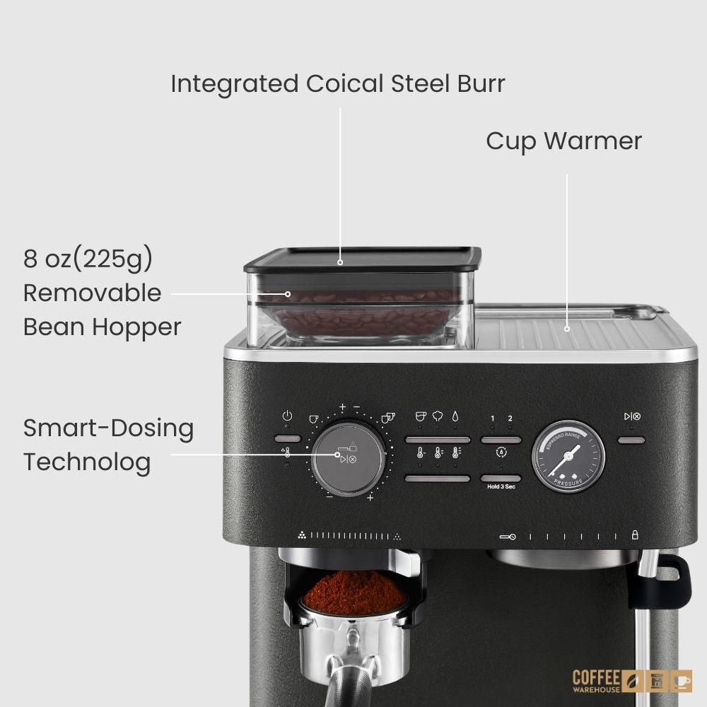 KitchenAid Semi Automatic Espresso Machine with Burr Grinder - Cast Iron Black