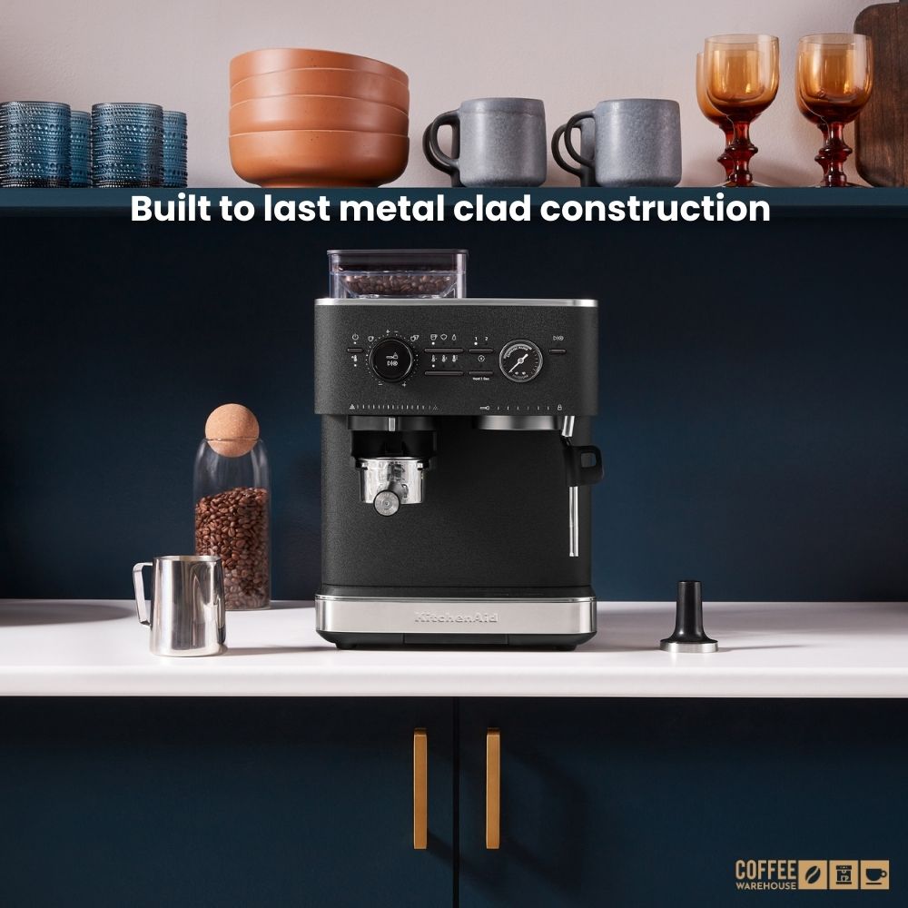 KitchenAid Semi Automatic Espresso Machine with Burr Grinder - Cast Iron Black