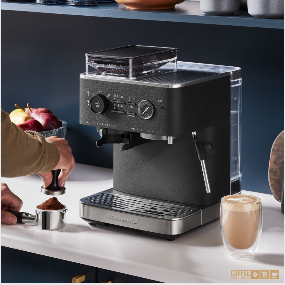 KitchenAid Semi Automatic Espresso Machine with Burr Grinder - Cast Iron Black