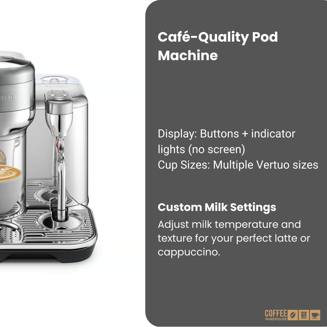 Nespresso Vertuo Creatista Coffee Pod Machine by Breville - Brushed Stainless Steel