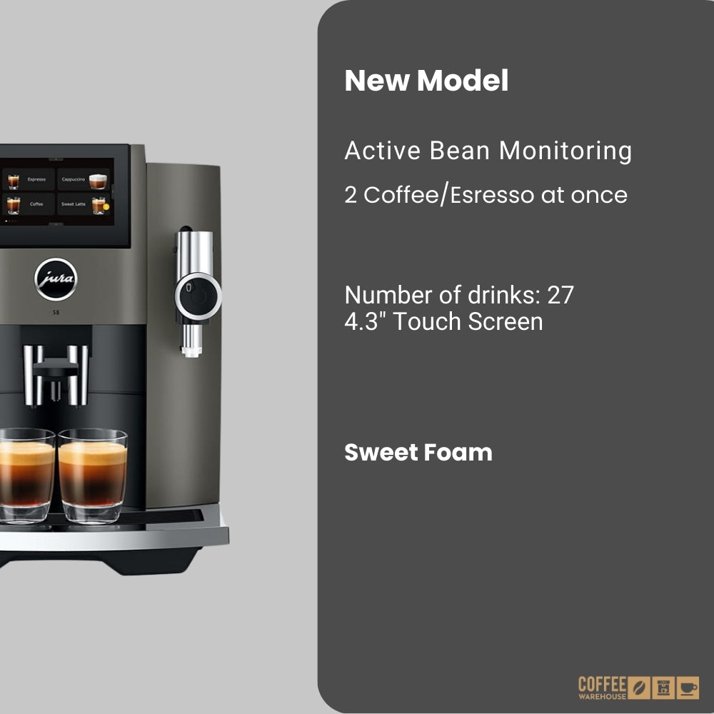 New Jura S8 Super Automatic Coffee Machine - Dark Inox
