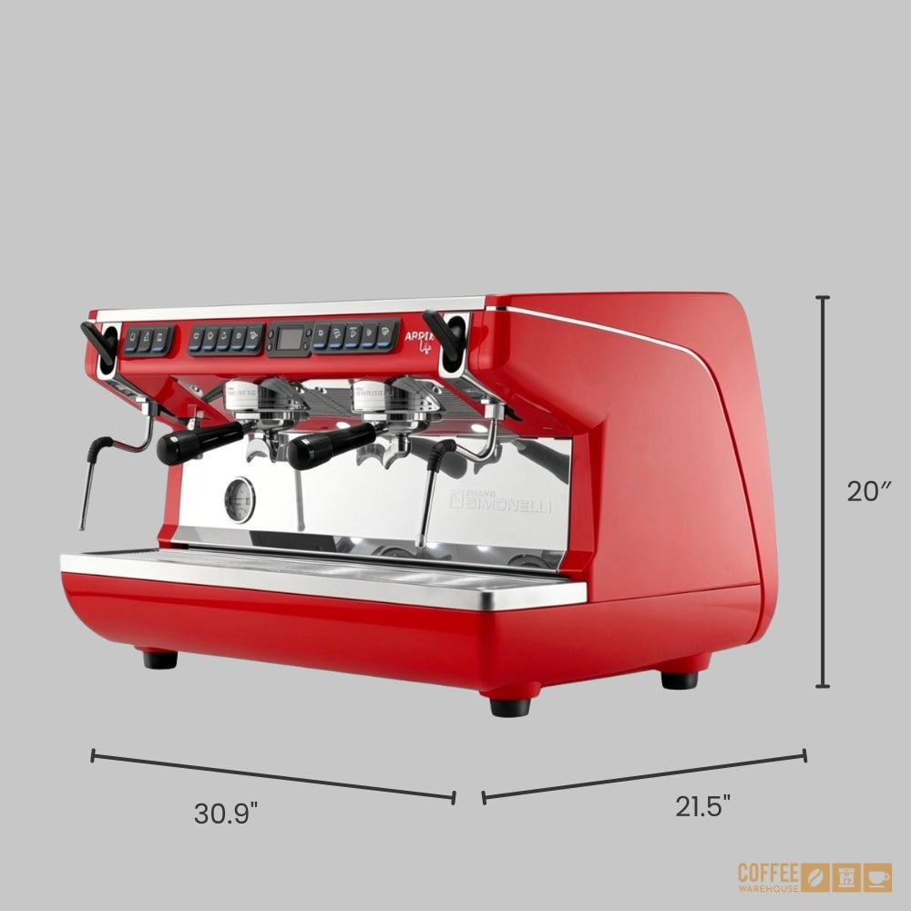Nuova Simonelli Appia Life Full-Size 2 Group Volumetric XT Espresso Machine – Red