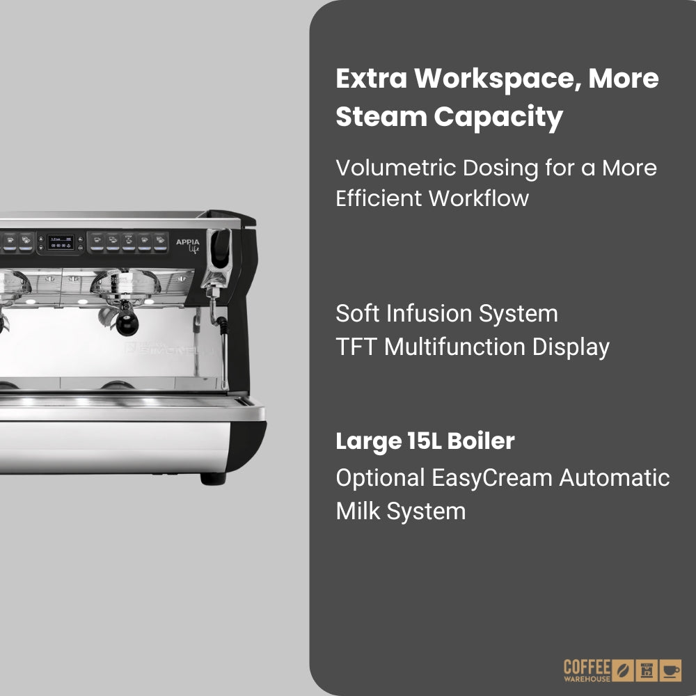 Nuova Simonelli Appia Life Full-Size 3 Group Volumetric XT Espresso Machine – Black