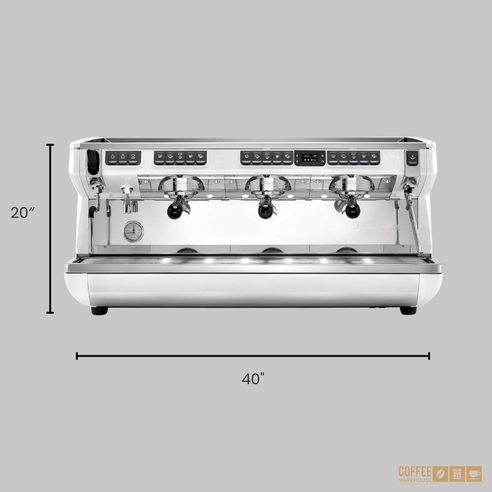 Nuova Simonelli Appia Life Full-Size 3 Group Volumetric XT Espresso Machine – White