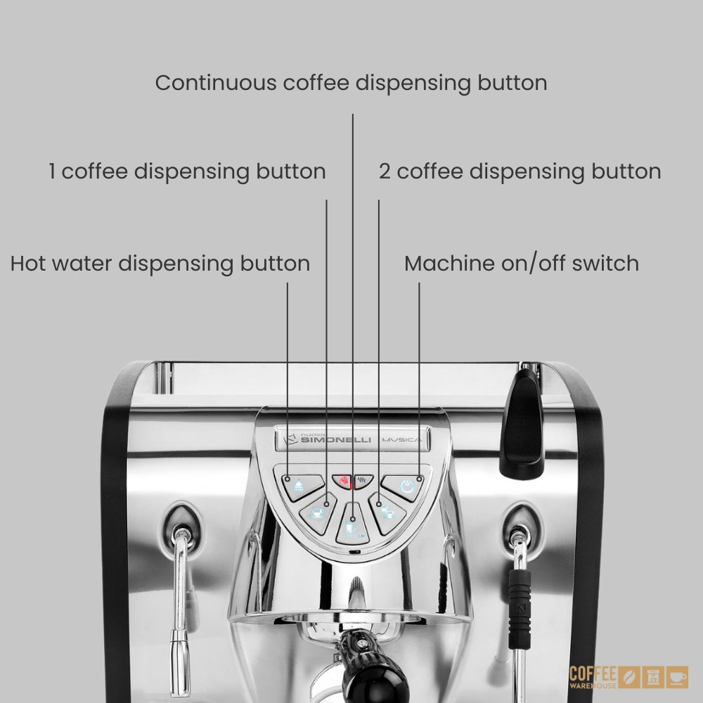 Nuova Simonelli Musica Espresso Machine - Stainless Steel with Black Trim
