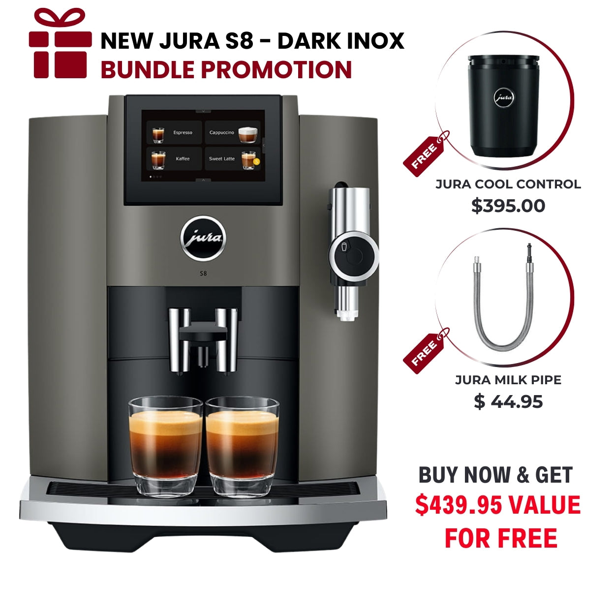 New Jura S8 Super Automatic Coffee Machine - Dark Inox