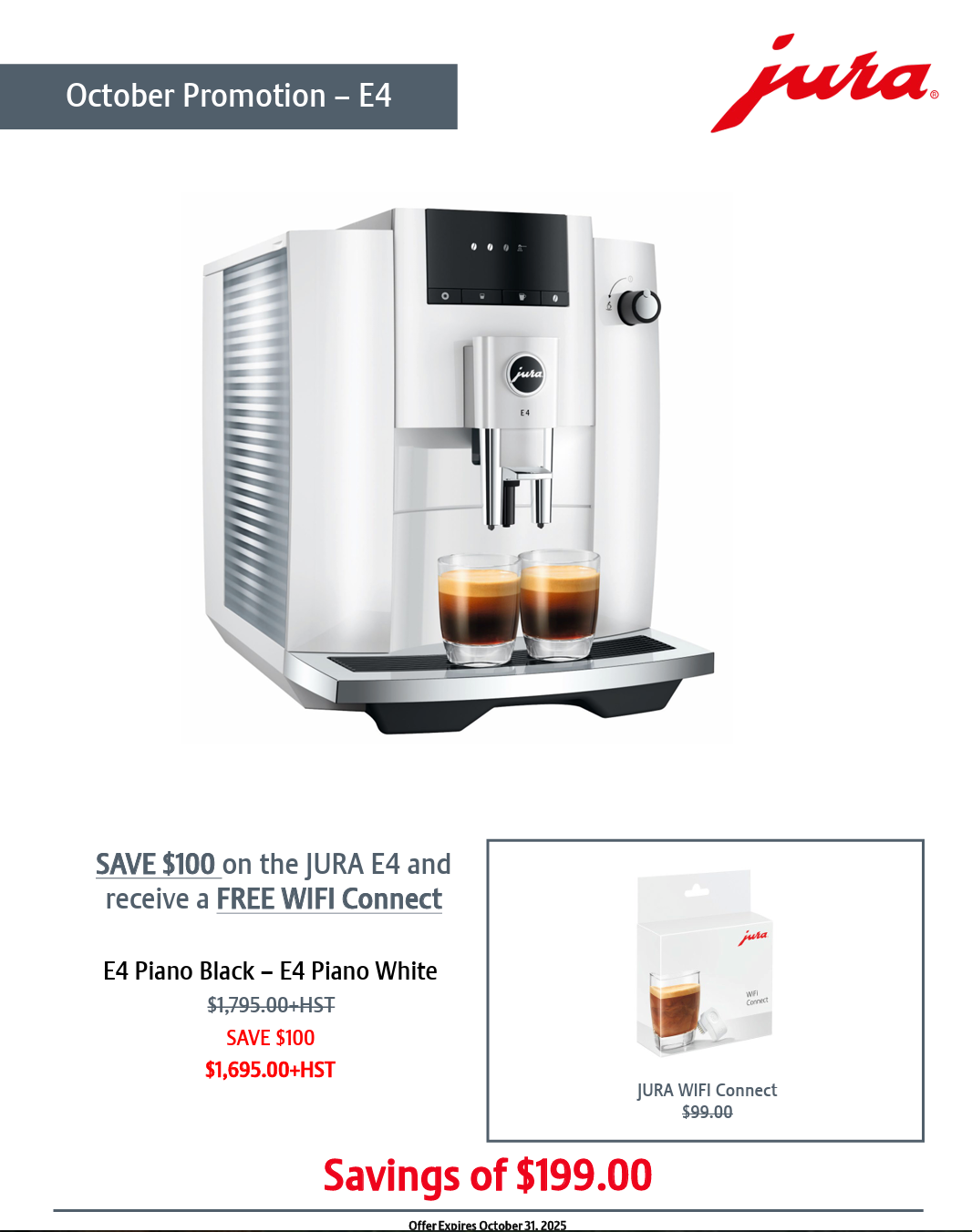 Jura E4 Super Automatic Coffee Machine - Piano White