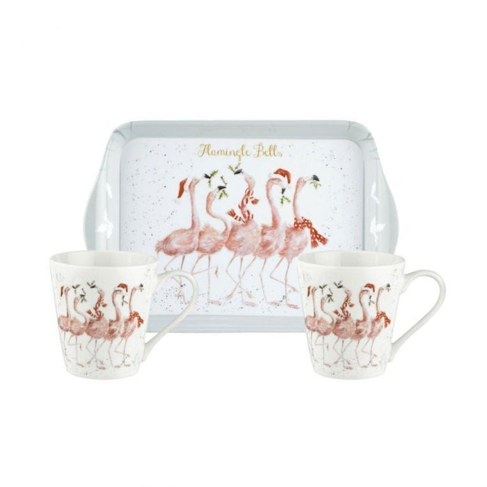 Pimpernel - Wrendale Flamingle Bells Tray & 2 Mugs